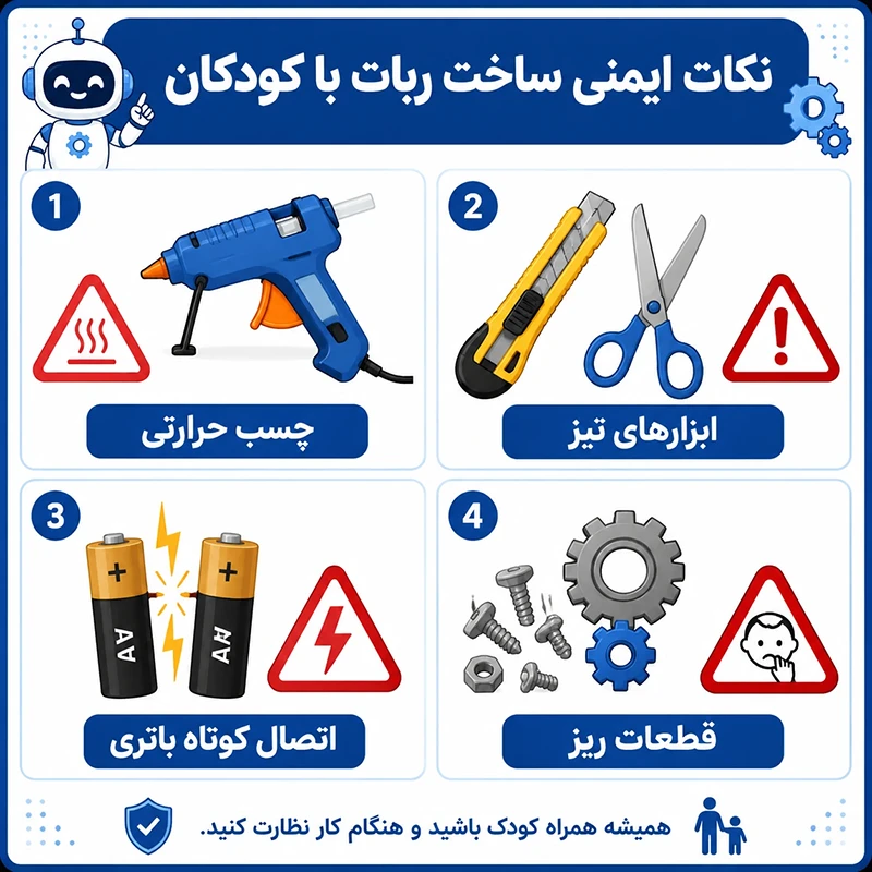 ساخت ربات ساده در خانه (با وسایل دور ریختنی) 4 نکات ایمنی ساخت ربات کودکان